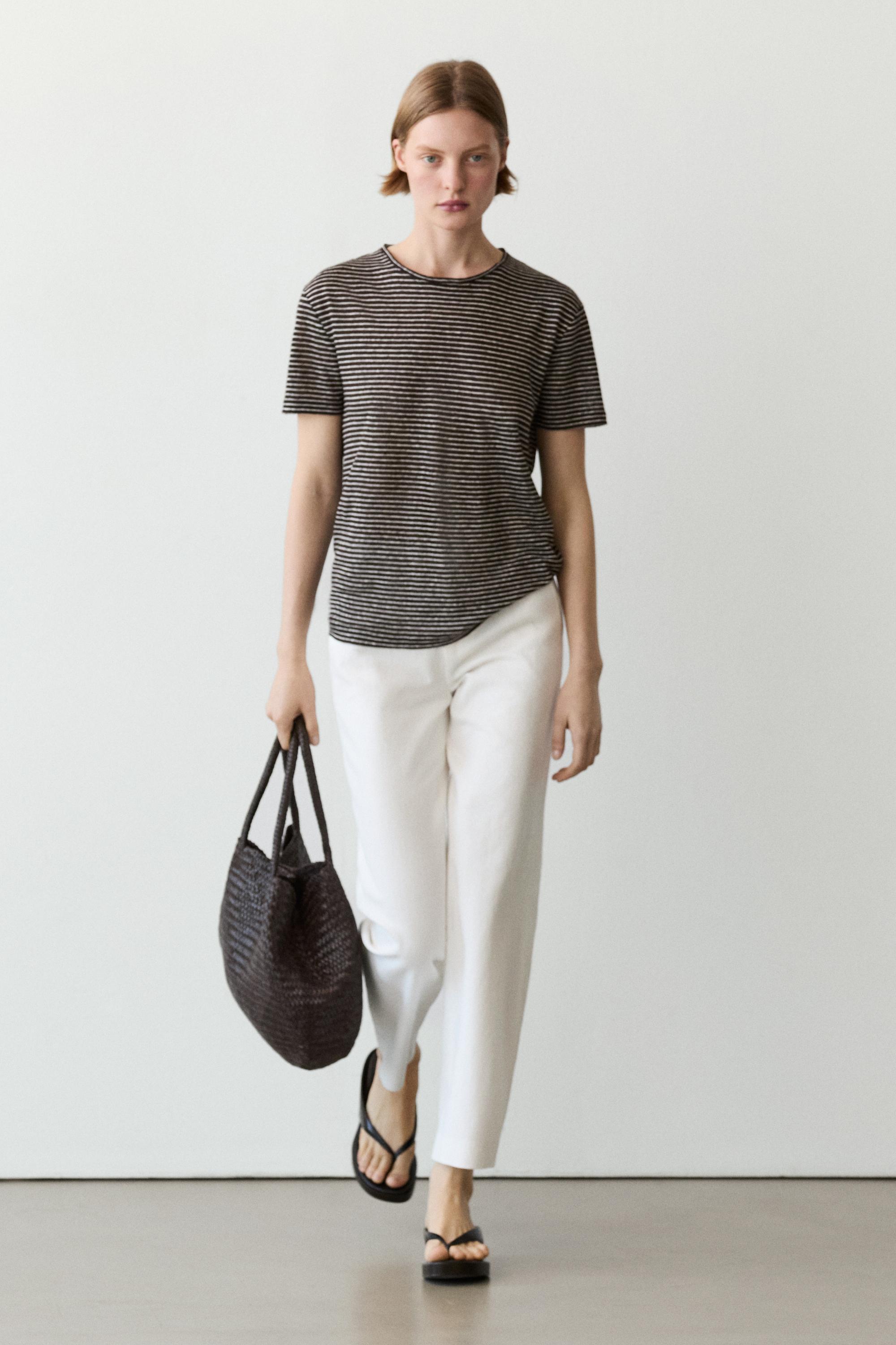 T-shirt rayé regular fit 100 % lin